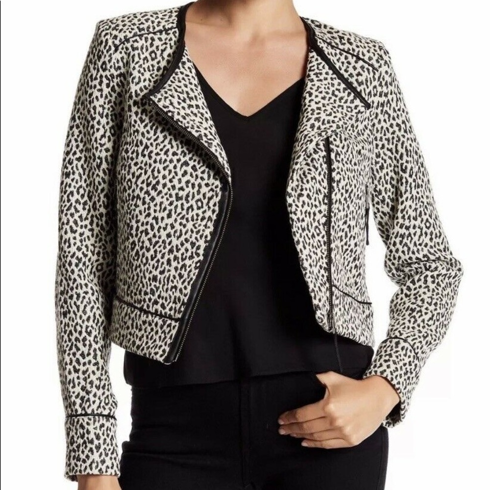 Joie Pattyn leopard asymmetrical zipper moto jacket